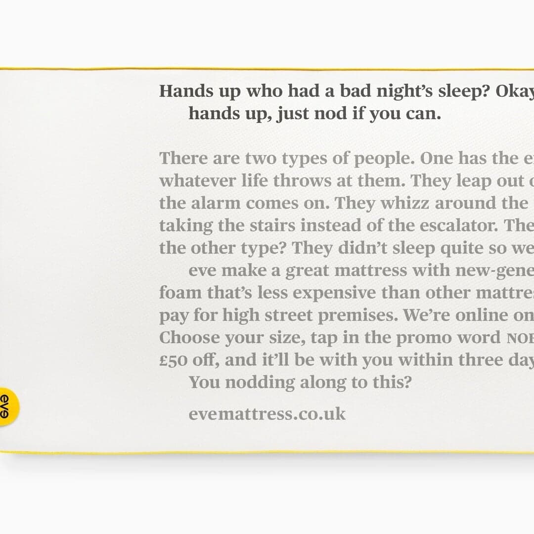 Advertising Campaign For Eve Sleep