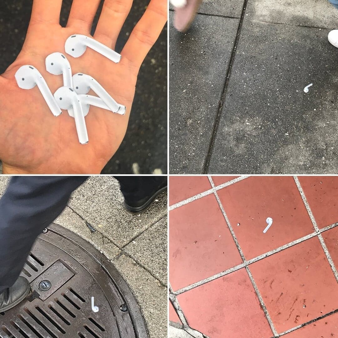 Guerrilla Sticker Installation for an AirPod Prank