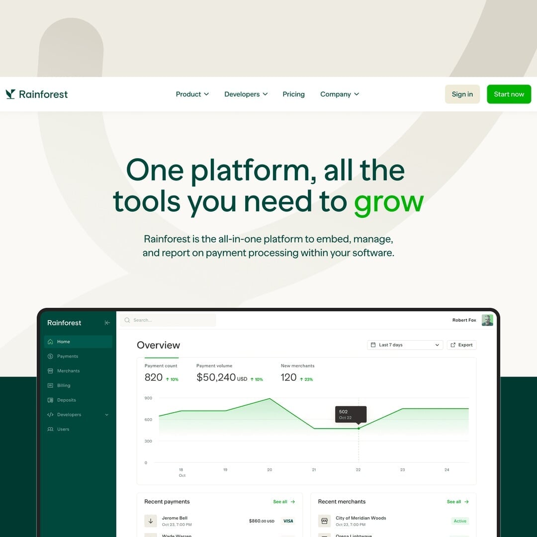Brand and Website Design for Fintech Startup Rainforest