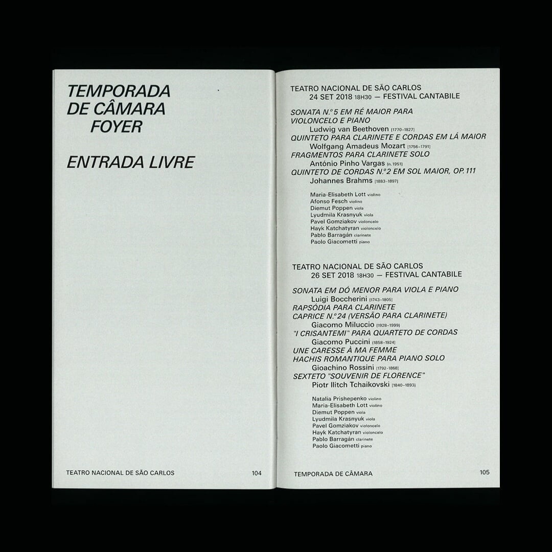 Seasonal Visual Identity for Teatro Nacional De São Carlos 2018–19