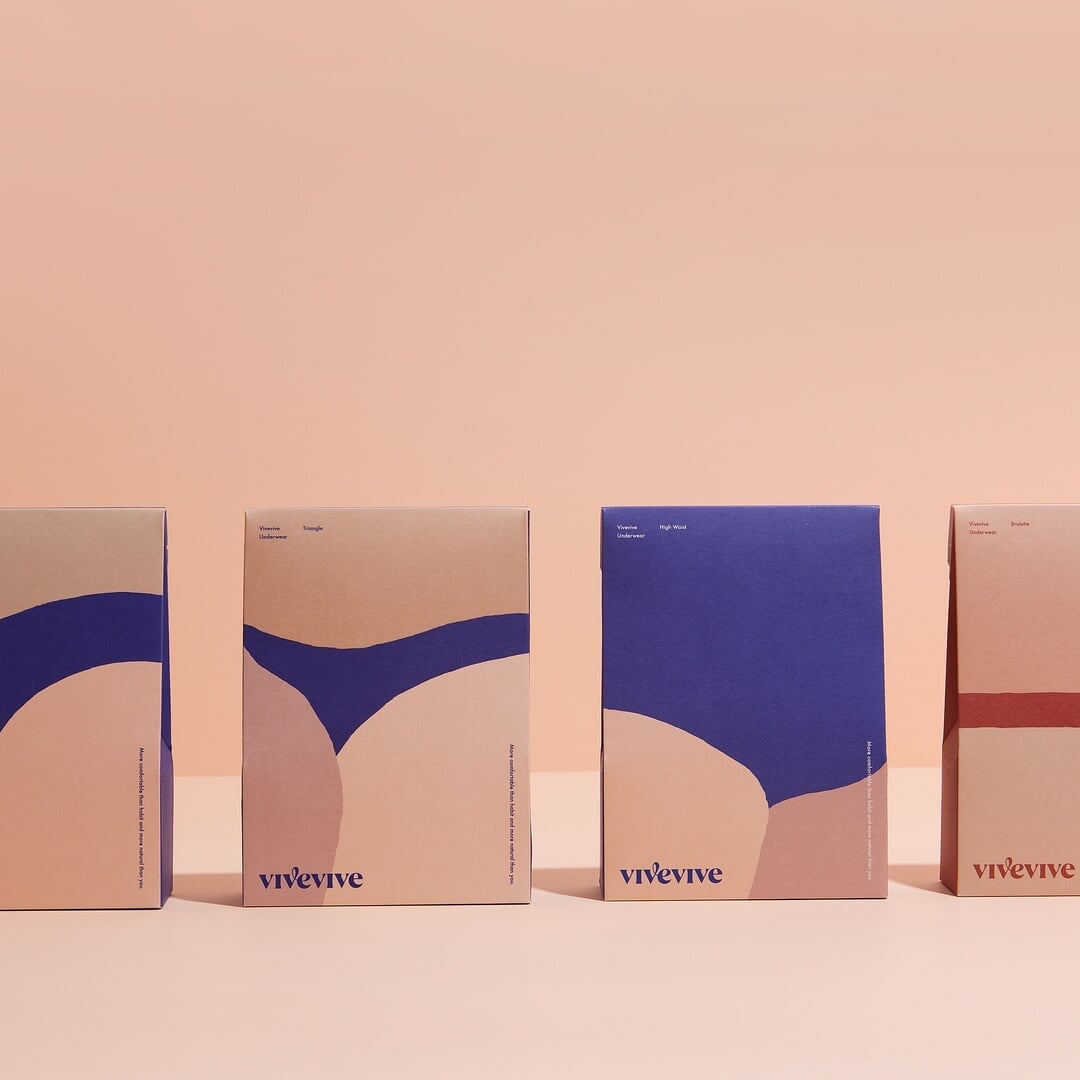 Visual Identity and Packaging for Vivevive Period-Proof Underwear