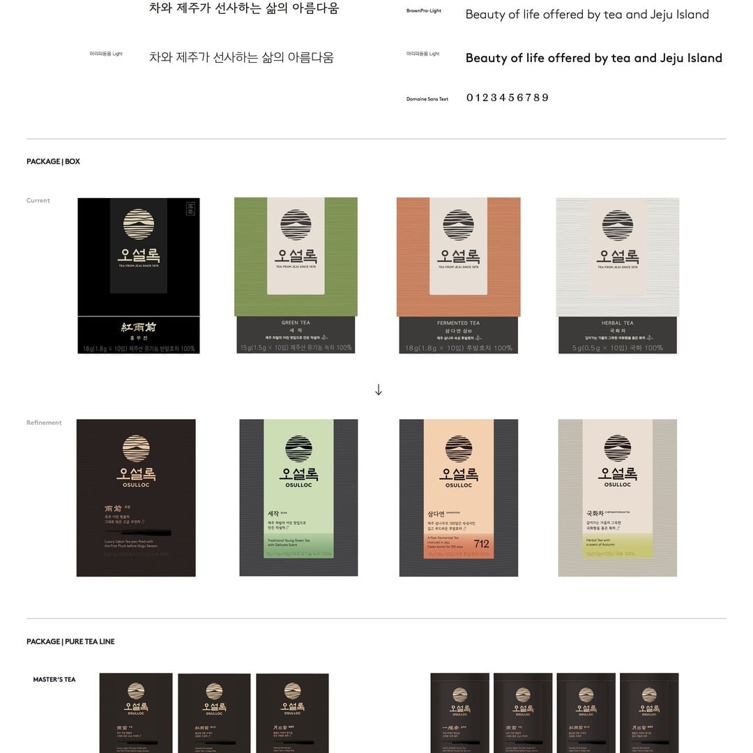 Package Design Renewal for Osulloc Pure Tea Line