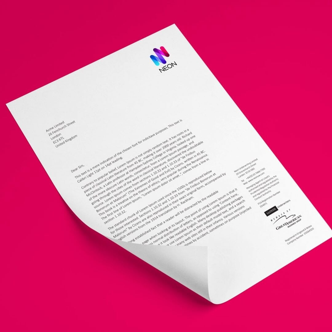 Brand Identity and Website Design for Neon Insurance