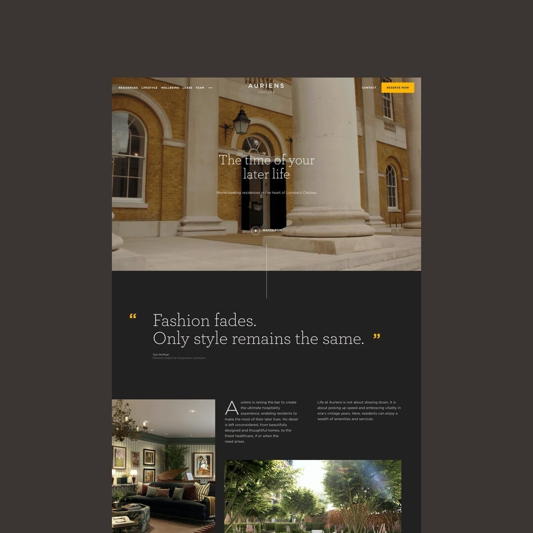 Website Design for Auriens Luxury Later-Living Property
