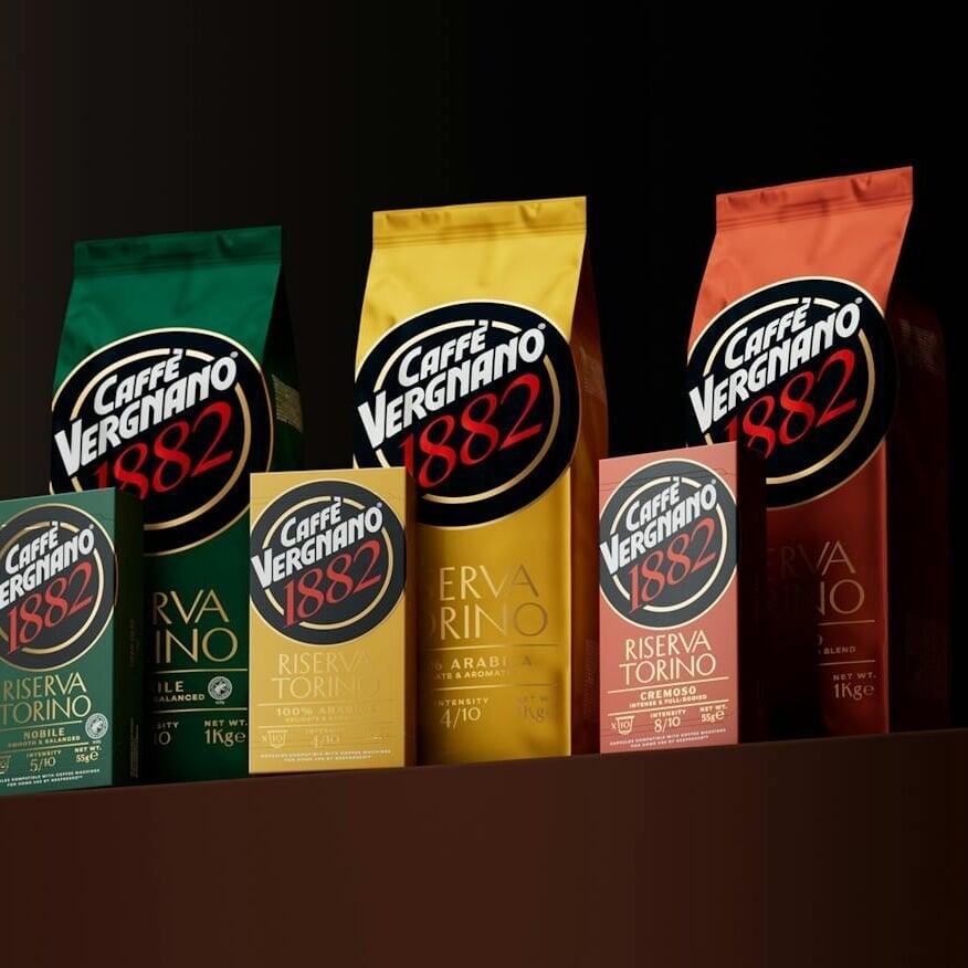Packaging for Caffè Vergnano’s Riserva Torino Coffee Range