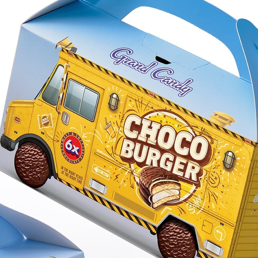 Packaging Design for Chocoburger Biscuit Snacks