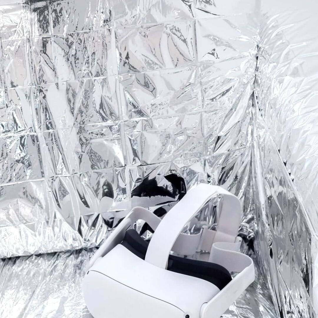 A mixed reality exhibition pairing virtual and physical sofas for artist Marcello Concari