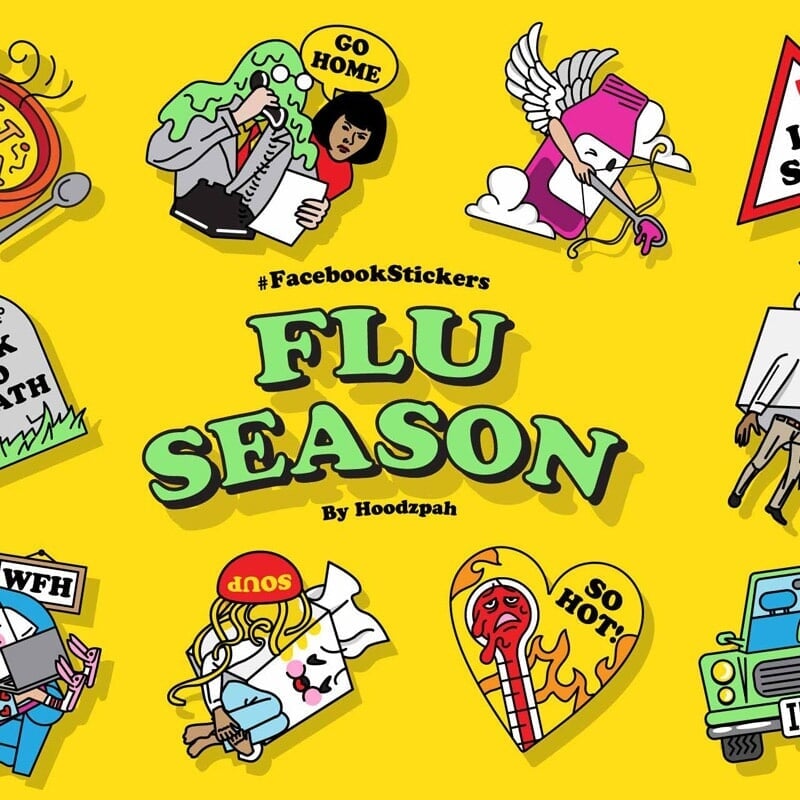 Sticker Pack Design for Facebook Flu Season
