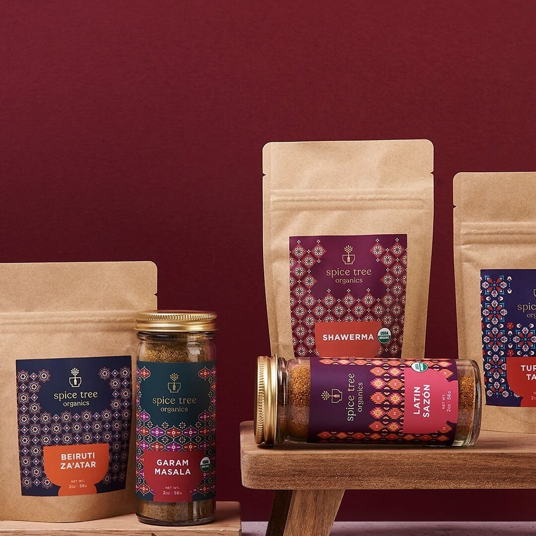 Branding and packaging for an organic spice blend brand 