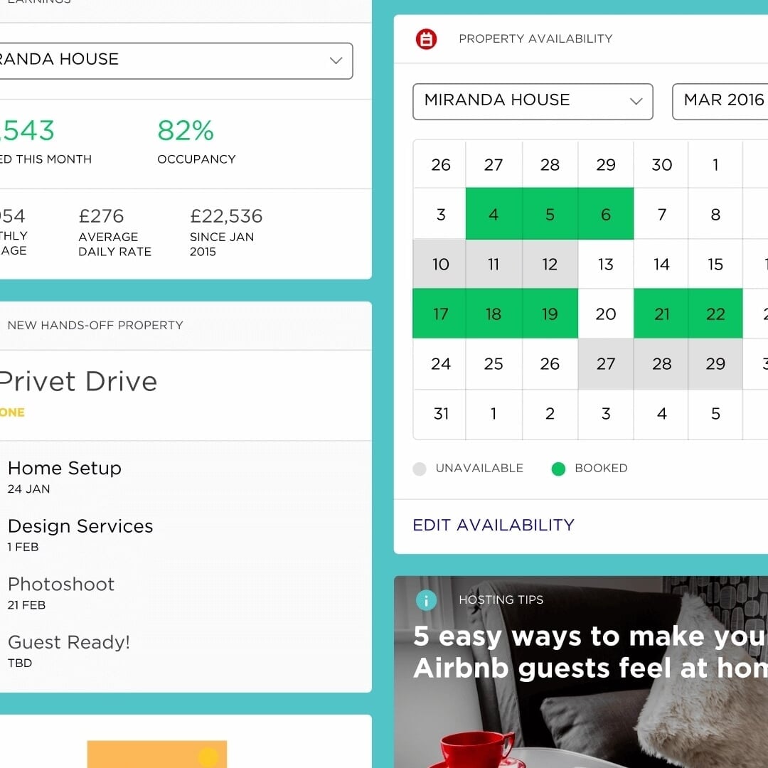 User Dashboard Design for Hostmaker