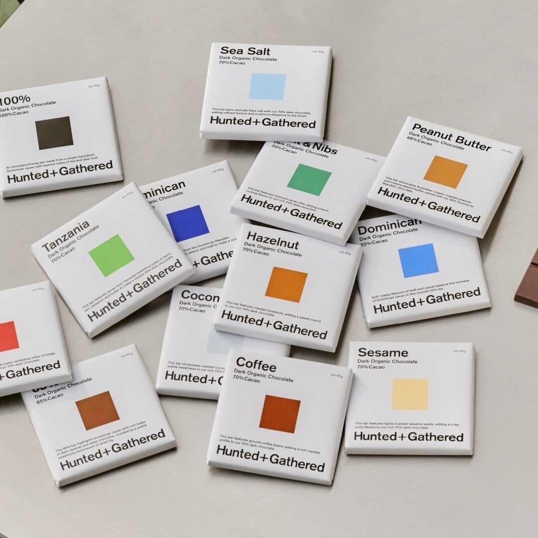 Brand Identity and Packaging for Hunted+Gathered Chocolate