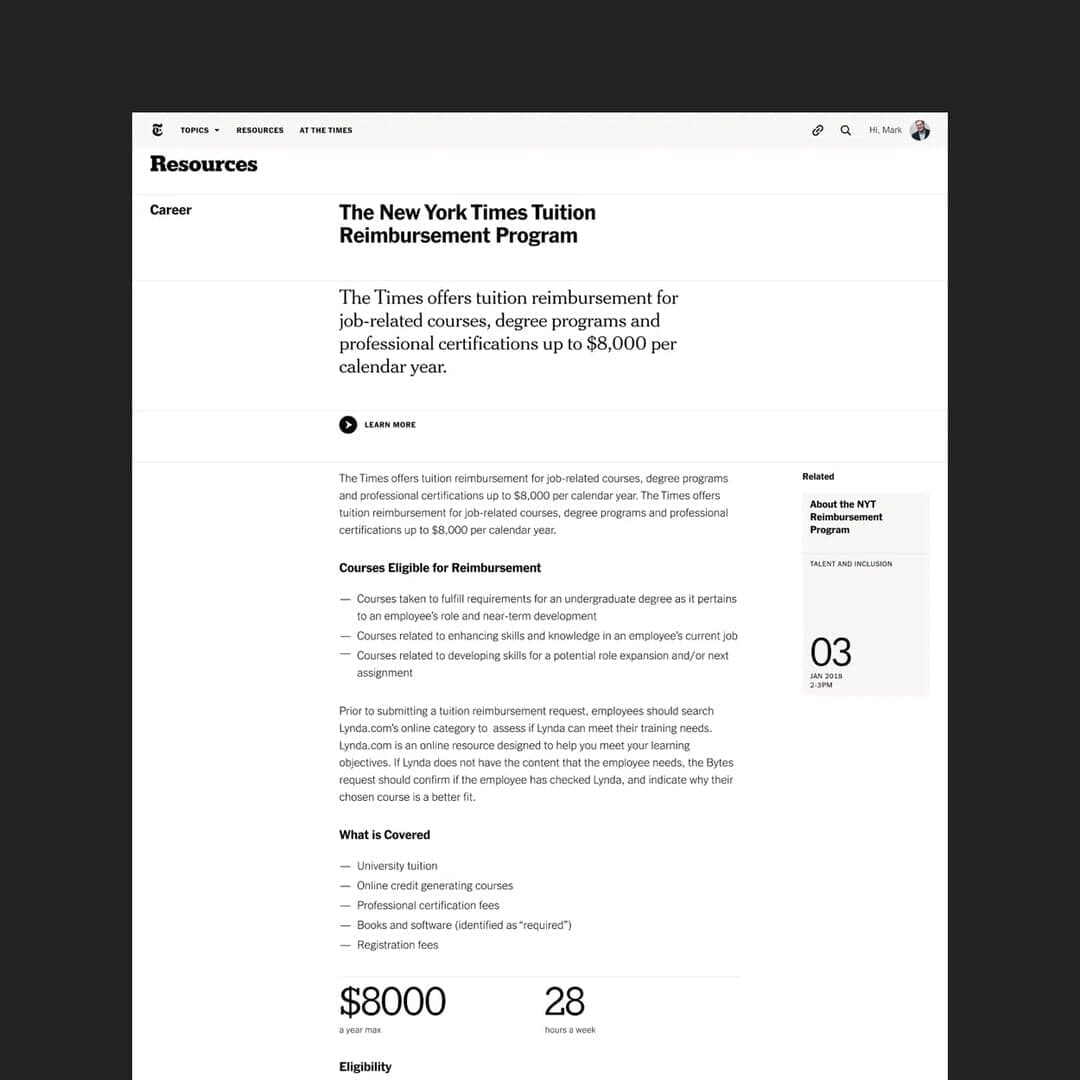 Digital Ecosystem And Corporate Website Redesign For The New York Times Company